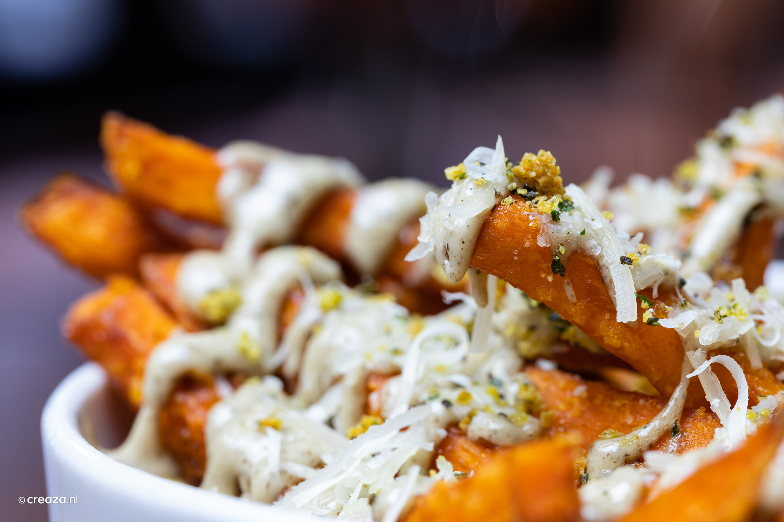 Zoete aardappelfriet met truffelmayonaise - Café De Volder Delft